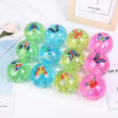 Stall Hot Sale Toys 6.5 with Rope Ribbon Glowing Bounce Ball Luminous Crystal Ball Luminous Children's Toys
