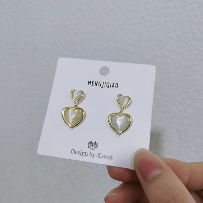 Ear Studs 2020 New Trendy Silver Earrings Korean Graceful Online Influencer High-Grade Opal Heart-Shaped Sterling Silver Earrings for Women