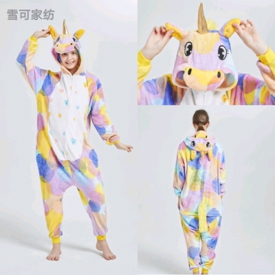 Flannel Autumn and Winter Bubble Tianma Unicorn Animal One-Piece Pajamas Home Wear 2020 New