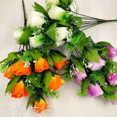 Factory Direct Sales Simulation Plastic Flower 10 Small Lei Outdoor Decoration Shooting Props Engineering Flower
