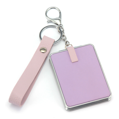 Princess Rectangular Keychain Mirror Bread Mirror Solid Color PU Leather Double-Sided Mirror Handmade Makeup Mirror