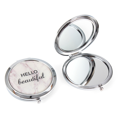 Marbling Cosmetic Mirror Advertising Gift with Logo Epoxy Small Mirror round 7cm Double-Sided Folding Mirror