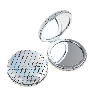 Pearlescent Pu Glitter Leather Mini Mirror Silver Plating Princess Mirror Customizable Color Logo