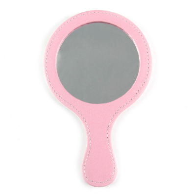 New European Standard Green PU Leather Hand-Hold Mirror Handheld Single-Sided Digital Printing Mirror Cultural and Creative Products Wholesale