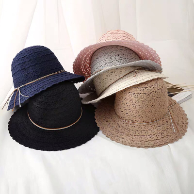 New Spring Lace Hollow out Bucket Hat Korean Soft Breathable Beach Hat Ladies All-Match Wide Brim Hat