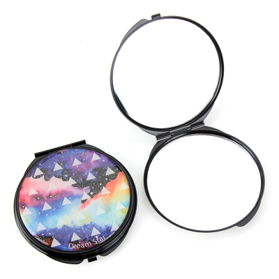Stickers Epoxy Face Portable Folding Mirror Black Electroplating Cosmetics Company Gift Cosmetic Mirror