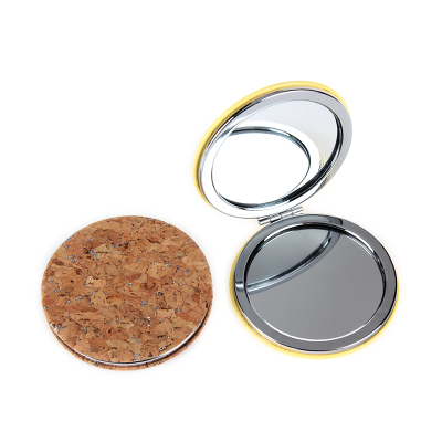 Pu Soft Wood Grain Glitter Leather Mini Mirror Customized Gold Plating Princess Mirror Customizable Color Logo