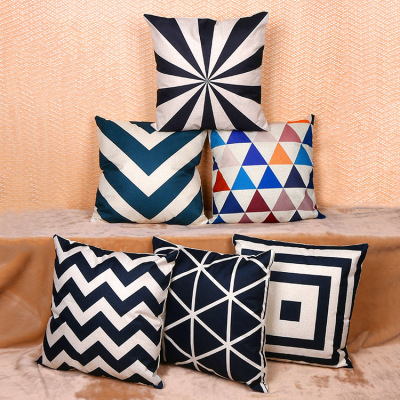 Gm217 Simple Style Pillow Cover Home Fabric Plaid Pillowcase Linen Fiber Sofa Cushion Cover Wholesale