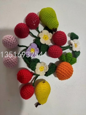 Wool Hand Crochet Fruit Cherry Pear Shoe Ornament Clothes Hat Accessories