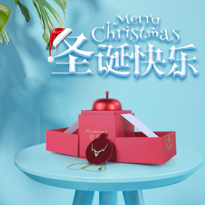Christmas New Necklace Pendant Box Creative Christmas Eve Ring Box Valentine's Day Christmas Apple Jewelry Box