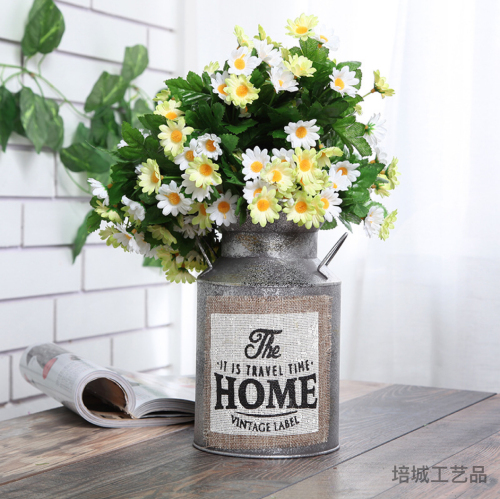 retro tin flower bucket dried flower flower arranging bucket creative vase distressed iron bucket personalized flower pot props flowerpot decoration