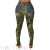 New Sexy hole high waist tight slim fit burrs camouflage women denim jeans pants 