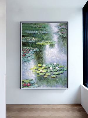 Famous Painting Monet Impression Painting Water Lily Modern Handmade Painting American Living Room and Dining Room Hanging Paintings Household Entrance Painting