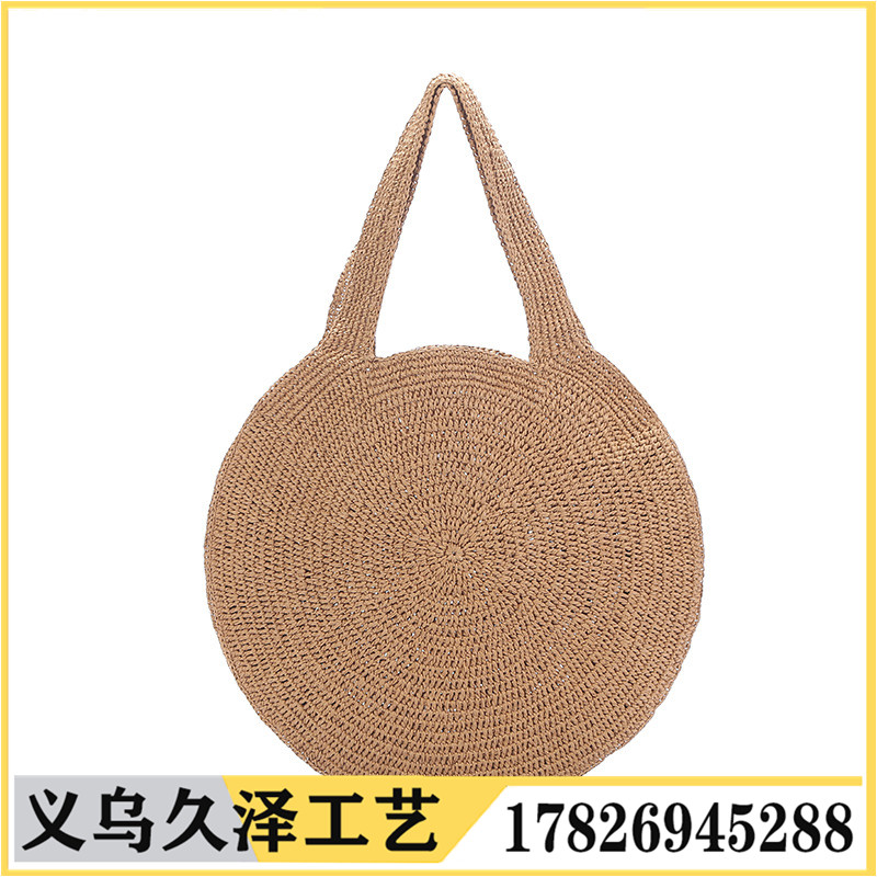 厂家直销大容量度假风手工编织包 圆形草编包旅拍网红风文艺草包