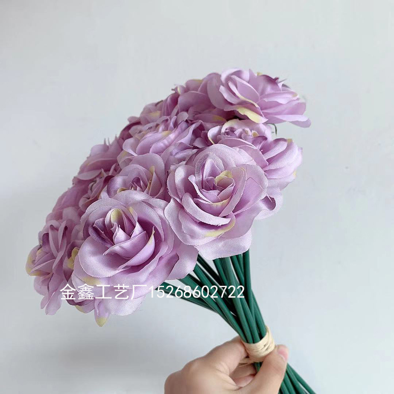 手捧花18头玫瑰仿真花婚庆花束绢布康乃馨牡丹拍摄道具花瓶插花