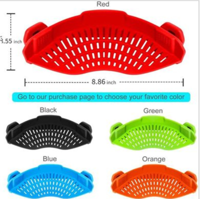 Silicone Draining Block New Wide Mouth Silicone Drainer Pot Edge Vegetable Noodles Pouring Dish Anti-Spill and Anti-Leak Draining Device