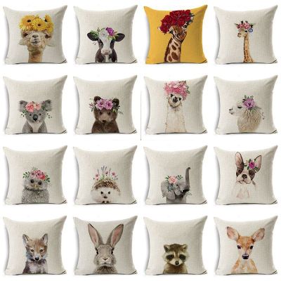 New Cute Small Animal Linen Pillow Cover Home Sofa Cushion Cushion Cover Factory Wholesale Customization