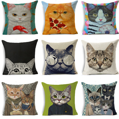 Animal Cushion Pillow Cover Wholesale Modern Cat Office Pillow Cover Customized Cartoon Unique Pillow Waist-Mprotected Sleeve