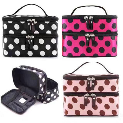 New Double Layer Cosmetic Bag Large Capacity Waterproof Wash Storage Bag Portable Travel Cosmetic Case Wholesale