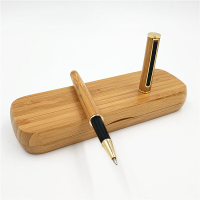 Eco-friendly Bamboo Gel Pen Set Boutique Gift Box Natural Color Bamboo Ball Pen Practical Gift for Students