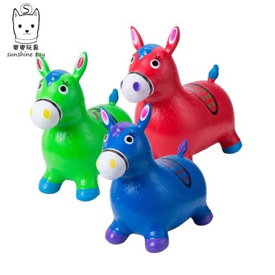 Old Painted Music PVC plus-Sized Large Inflatable Jumping Horse Thickened Cartoon Animal-Shaped Children's Toy Customization