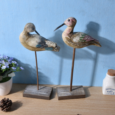 American Country Distressed Creative Bird Ornaments Home Decorations Couple Birds Wooden Craftwork Wholesale