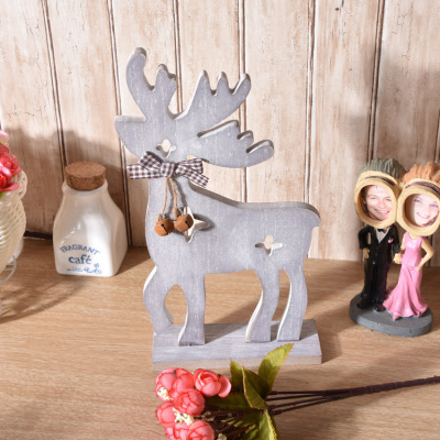 American-Style Village Style New Christmas Ornament Deer Retro Furnishings Soft Decoration Props Wooden Craftwork Ornaments