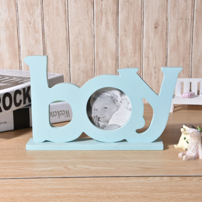 Boy Letter Children's Decoration Photo Frame Room European Decoration Decoration Wooden Home Decoration Photo Frame Wholesale