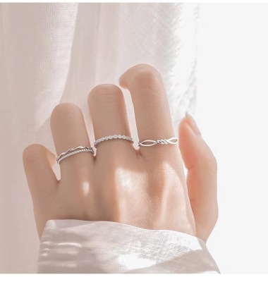 925 Silver Ring Simple Bracelet Geometric Wave Fashion Simple Niche Temperament Female Ring Personality Japanese Style