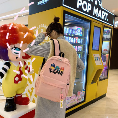 Japanese Version Vintage Style Girl's Schoolbag Women's Ins Style Korean Harajuku Ulzzang High School and College Student Canvas Backpack