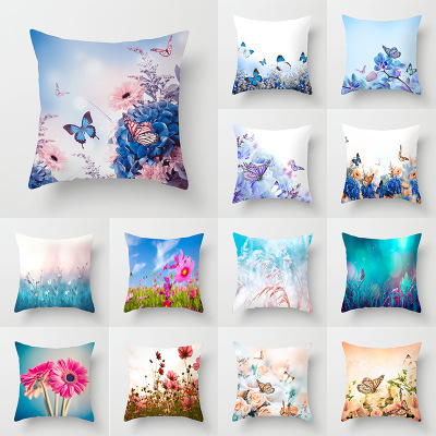 New Butterfly Flower Series Pillow Cover Home Sofa Ornament Pillow Cushion Cover Wholesale Customization