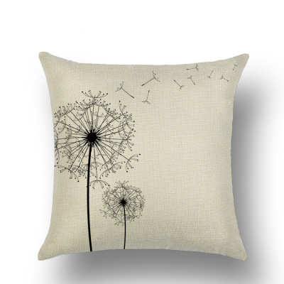 Spot Dandelion Amazon Hot Sale Linen Cotton and Linen Cushion Case Sofa Office Car Throw Pillowcase