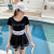 Women's Swimsuit Conservative One-Piece Dress Student Swimwear Fresh Cover Belly Small Chest Thin Hot Spring Girl Swimwear