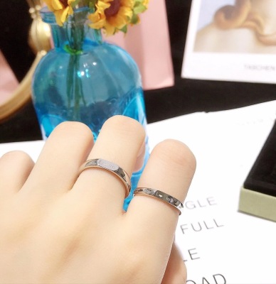 925 Silver Happy Couple Ring from Meeting You Men and Women's One Pair Japan and South Korea Minimalist Creative Opening Couple Rings