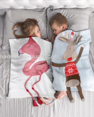 Three-Dimensional Elk Blanket Children's Knitted Blanket Baby Beach Mat Air Conditioning Blanket