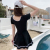 Women's Swimsuit Conservative One-Piece Dress Student Swimwear Fresh Cover Belly Small Chest Thin Hot Spring Girl Swimwear