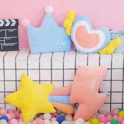 Rainbow Clouds Crown Pillow Bedside Cushion Cushion Ins Moon Plush Toy Will Light up Glow Pillow XINGX