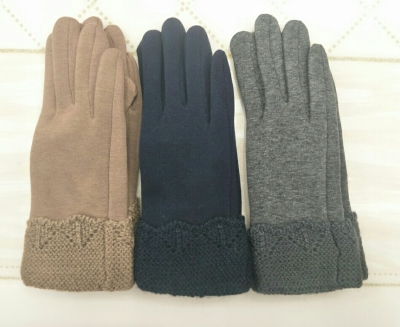 Non-Inverted Velvet Women's Single Short Sleeve Autumn and Winter Cycling Warm Touch Screen Gloves