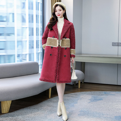 Boutique Women's Coat Winter New Fashion Korean Style Fleece Fur Integrated Woolen Coat