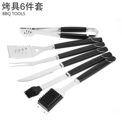 Factory Direct Sales BBQ Tools Plastic Handle 6-Piece Set Outdoor Barbecue Tools Customized Baking Set Wholesale