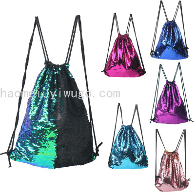 Foreign Trade New Mermaid Sequins Sports Bag Drawstring Backpack Outdoor Backpack Wholesale