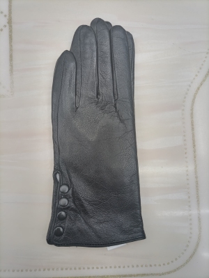 Genuine Leather Gloves Women's Hand Back Test Open 4 Buckle Autumn and Winter Warm Pvvelvet Genuine Leather Gloves Autumn and Winter Cycling Gloves Women