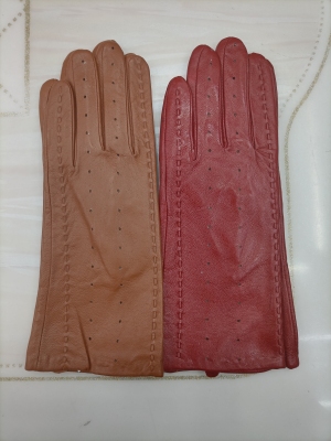 Genuine Leather Gloves for Women Winter Warm Thin Women's Leather Gloves Back Hole Autumn and Winter Cycling Gloves for Women