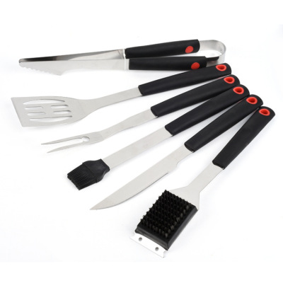 Factory Supply Plastic Handle 6-Piece Set BBQ Tools Combination Set Custom Barbecue Grill Set Wholesale