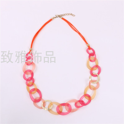 European and American Exaggerated Acrylic-Based Resin Donut Long Necklace Student All-Match Sweater Chain Fashion Ornament
