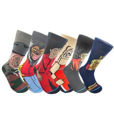 Foreign Trade New Socks Pu Cotton Fashion Brand Same Style Personality Middle-Long Stockings Contrast Color Men's Cotton Socks Trendy Socks Direct Sales