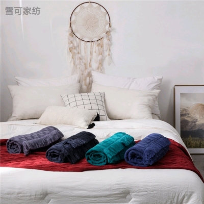 Nordic Blanket Vintage Rhombus Wool Knitted Blanket Solid Color Bed & Breakfast Bed Runner Set Sofa Cover Wool Blanket Senqi