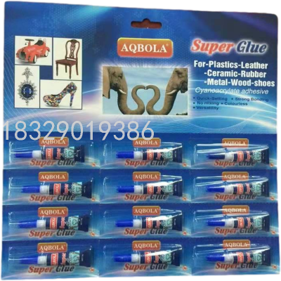 AQBOLA transparent liquid instant adhesive glue 12pc blister card cheap price 3seconds glue 