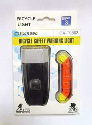QX-Q06USB Rechargeable Multifunctional Cob Bicycle Headlight and Rear Light Set Bicycle Headlight Safety Alarm Lamp