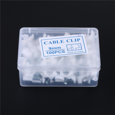 9mm Plastic Cable Clips Wall Wire Fixed Cord Manager Cement Wall Nail U Tube Buckle